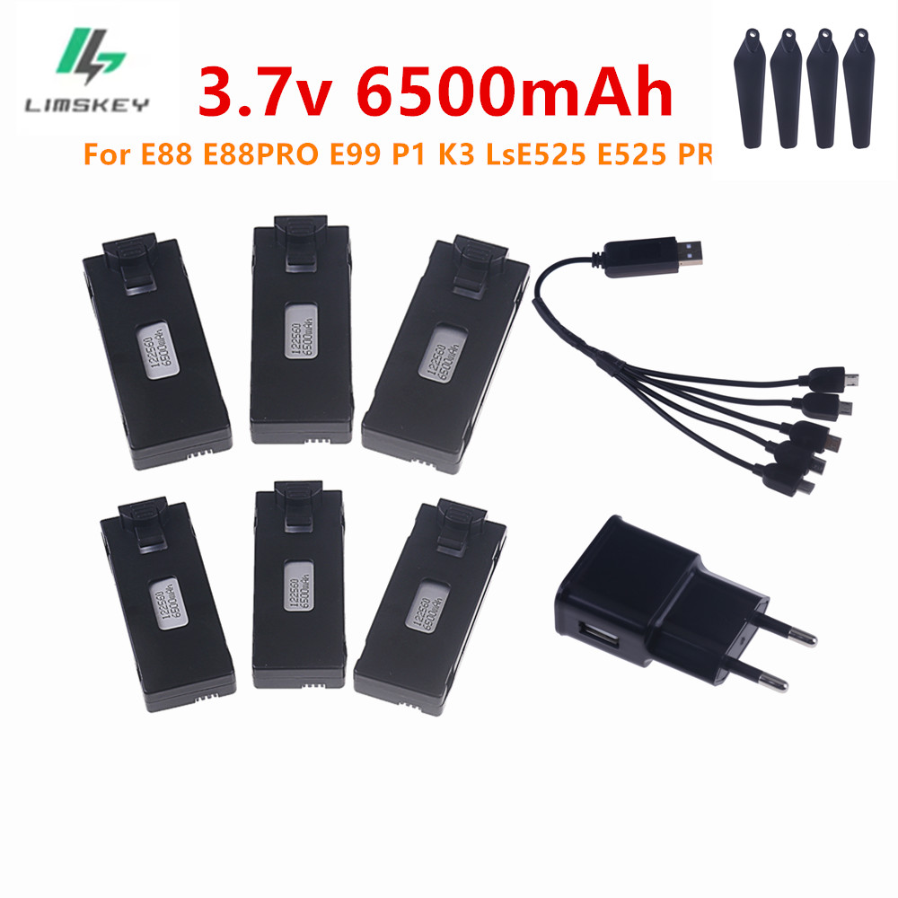 Drone Rc E88 Pro - Baterai Lipo 3.7V 6500Mah dan Pengisi