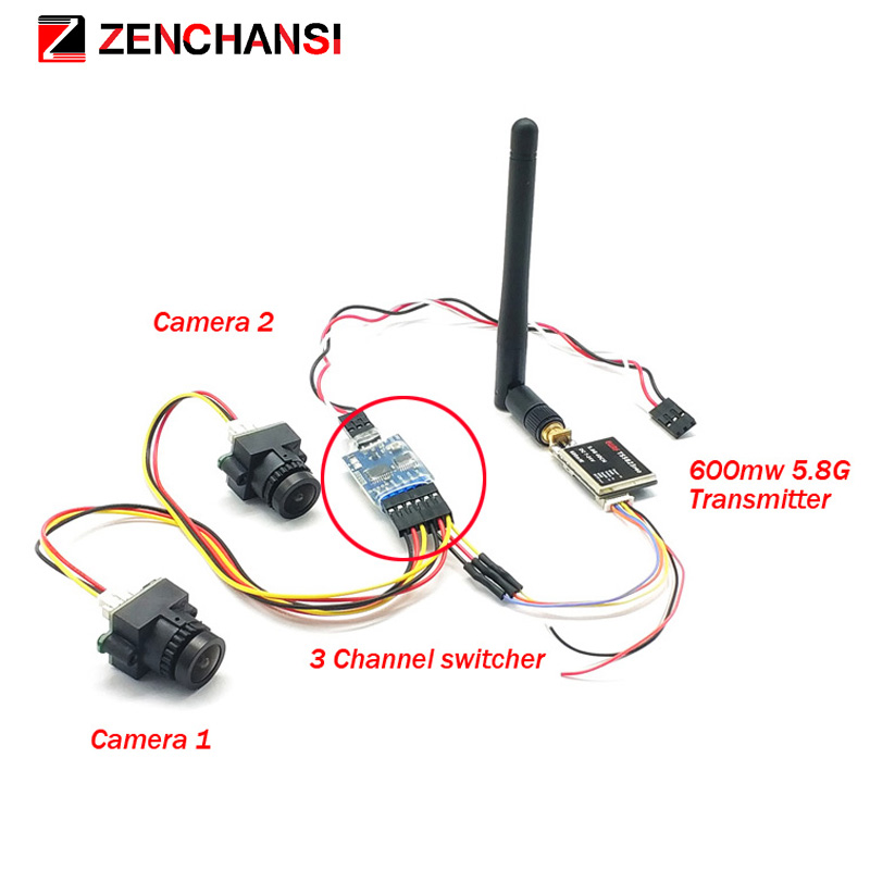 3 Channel Dual Kamera Video CM - Fpv Camera Cmos ulasan dan harga