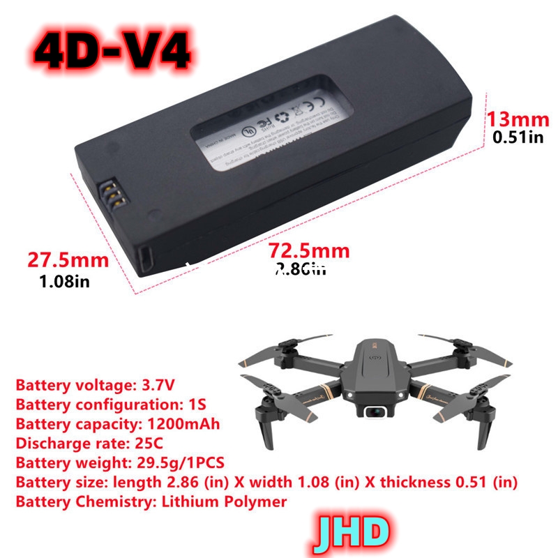JHD Bateria 4DRC V4 baterai 3. - Drone Rc V4 ulasan dan harga
