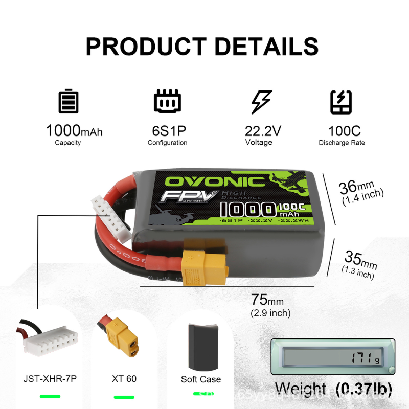 2 Buah Baterai LiPo OVONIC 100 - Drone Zll Rc ulasan dan harga